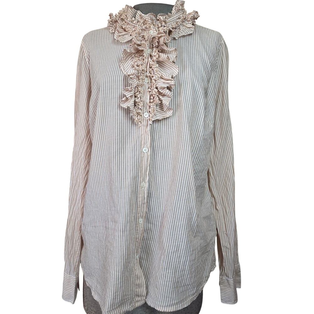 J Crew Cotton Striped Blouse Size 12